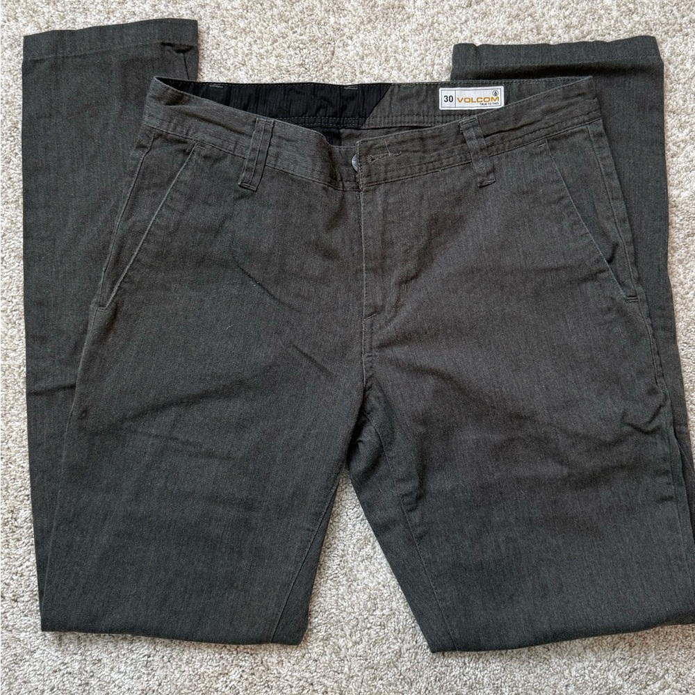 Volcom Men's Dark Gray Slim Chino Pants